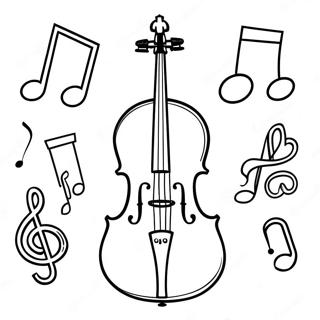 Cute Cello With Musical Notes Coloring Page 42803-34337