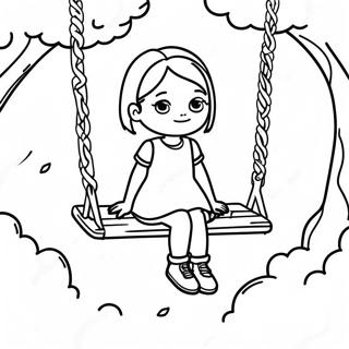 Melancholic Girl Sitting On A Swing Coloring Page 42853-34381