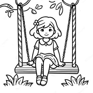 Melancholic Girl Sitting On A Swing Coloring Page 42853-34382