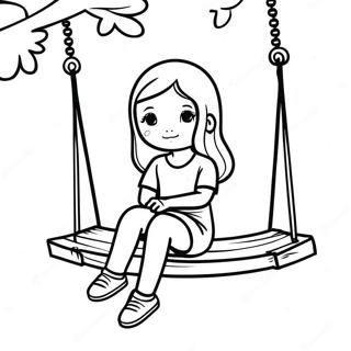 Melancholic Girl Sitting On A Swing Coloring Page 42853-34383