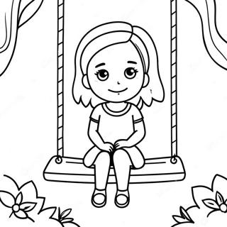 Melancholic Girl Sitting On A Swing Coloring Page 42853-34384