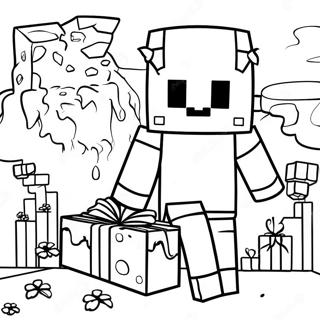 Minecraft Creeper Birthday Party Coloring Page 42893-34408