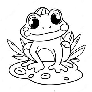 Cute Frog On A Lily Pad Coloring Page 42913-34425