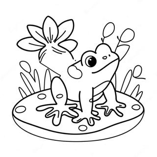 Cute Frog On A Lily Pad Coloring Page 42913-34426