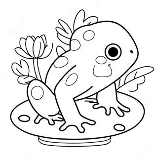 Cute Frog On A Lily Pad Coloring Page 42913-34427