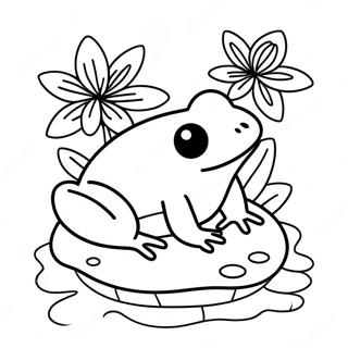 Cute Frog On A Lily Pad Coloring Page 42913-34428