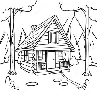 Cozy Cabin In The Woods Coloring Page 4291-3594