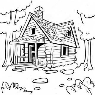 Cozy Cabin In The Woods Coloring Page 4291-3595