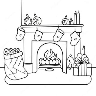 Warm Fireplace With Stockings Coloring Page 4292-3605