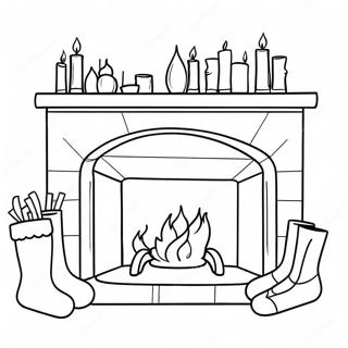 Warm Fireplace With Stockings Coloring Page 4292-3607