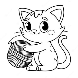 Cute Litten Playing With Yarn Coloring Page 42993-34489