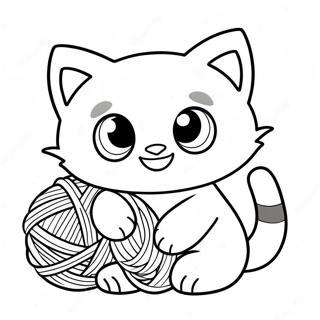 Cute Litten Playing With Yarn Coloring Page 42993-34490