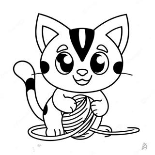 Cute Litten Playing With Yarn Coloring Page 42993-34491