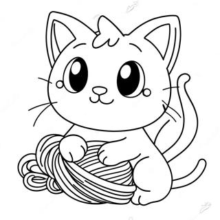 Cute Litten Playing With Yarn Coloring Page 42993-34492