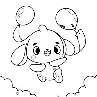 Cute Cinnamoroll Flying With Balloons Coloring Page 42-30