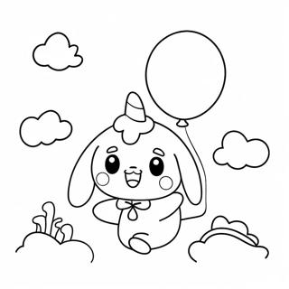 Cute Cinnamoroll Flying With Balloons Coloring Page 42-31