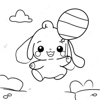 Cute Cinnamoroll Flying With Balloons Coloring Page 42-32