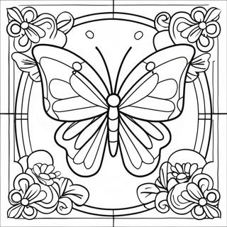 Colorful Butterfly Stained Glass Coloring Page 43003-34498