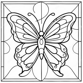 Colorful Butterfly Stained Glass Coloring Page 43003-34499