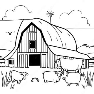 Rustic Barn With Animals Coloring Page 43033-34528