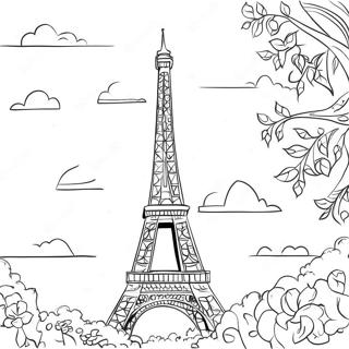 Eiffel Tower At Sunset Coloring Page 43043-34530