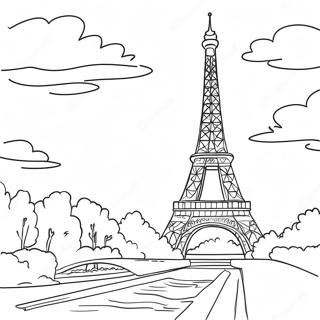 Eiffel Tower At Sunset Coloring Page 43043-34531