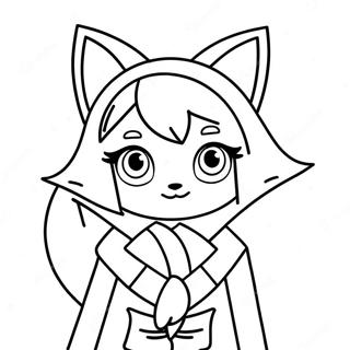 Cute Fox Anime Girl Coloring Page 43062-34542