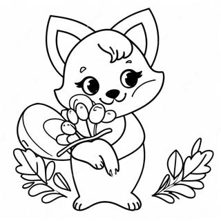 Playful Fox Anime Girl With Flowers Coloring Page 43063-34546