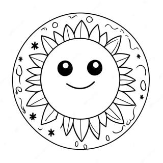 Hippie Sun And Moon For Adults Coloring Pages