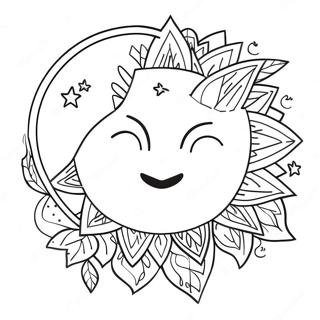 Hippie Sun And Moon Coloring Page 43072-34556