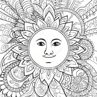 Hippie Sun And Moon For Adults Coloring Pages