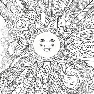 Intricate Hippie Sun With Mandala Patterns Coloring Page 43073-34550