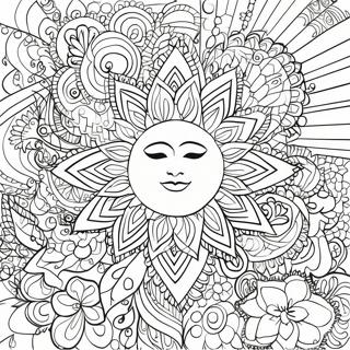 Intricate Hippie Sun With Mandala Patterns Coloring Page 43073-34552