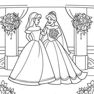 Elegant Disney Princess Wedding Coloring Page 43113-34586