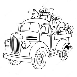 Christmas Truck With Colorful Presents Coloring Page 43122-34592