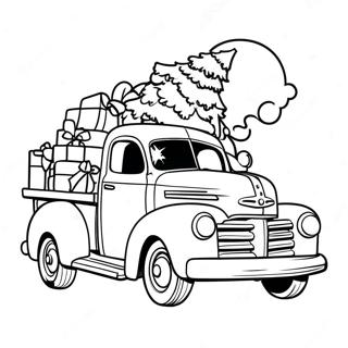 Vintage Christmas Truck With Tree Coloring Page 43123-34593