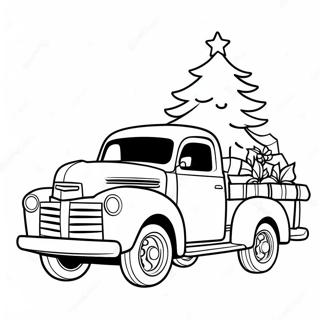 Vintage Christmas Truck With Tree Coloring Page 43123-34595