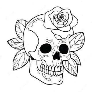 Gothic Rose Skull Coloring Page 4312-3617