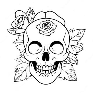 Gothic Rose Skull Coloring Page 4312-3619