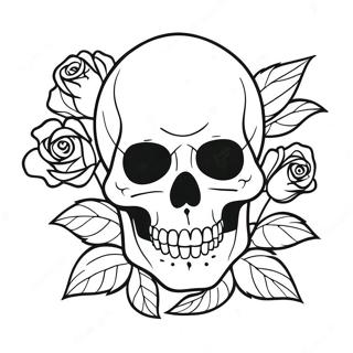 Gothic Rose Skull Coloring Page 4312-3620