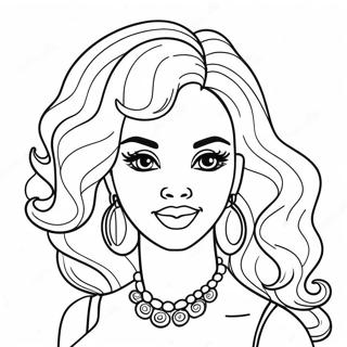 Black Barbie Classic Fashion Coloring Page 43212-34666