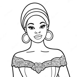 Black Barbie Classic Fashion Coloring Page 43212-34668