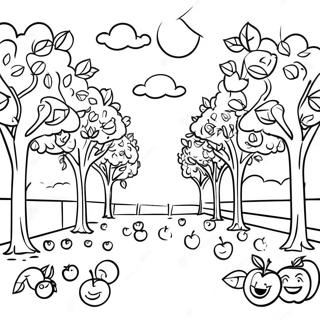 Sunny Apple Orchard Scene Coloring Page 43223-34673