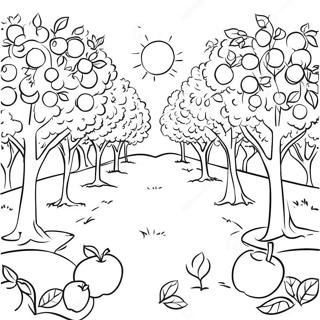 Sunny Apple Orchard Scene Coloring Page 43223-34674