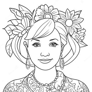 Aunt With Colorful Flowers Coloring Page 43242-34678