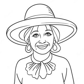 Funny Aunt With A Big Hat Coloring Page 43243-34685