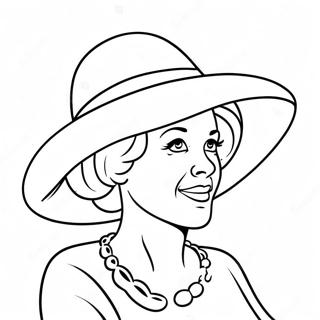 Funny Aunt With A Big Hat Coloring Page 43243-34687