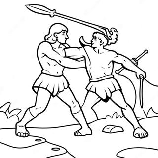 Brave David Defeating Goliath Coloring Page 43323-34745