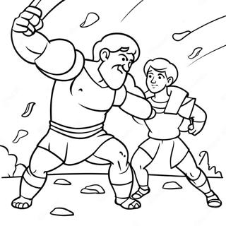 Brave David Defeating Goliath Coloring Page 43323-34746