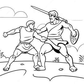 Brave David Defeating Goliath Coloring Page 43323-34747